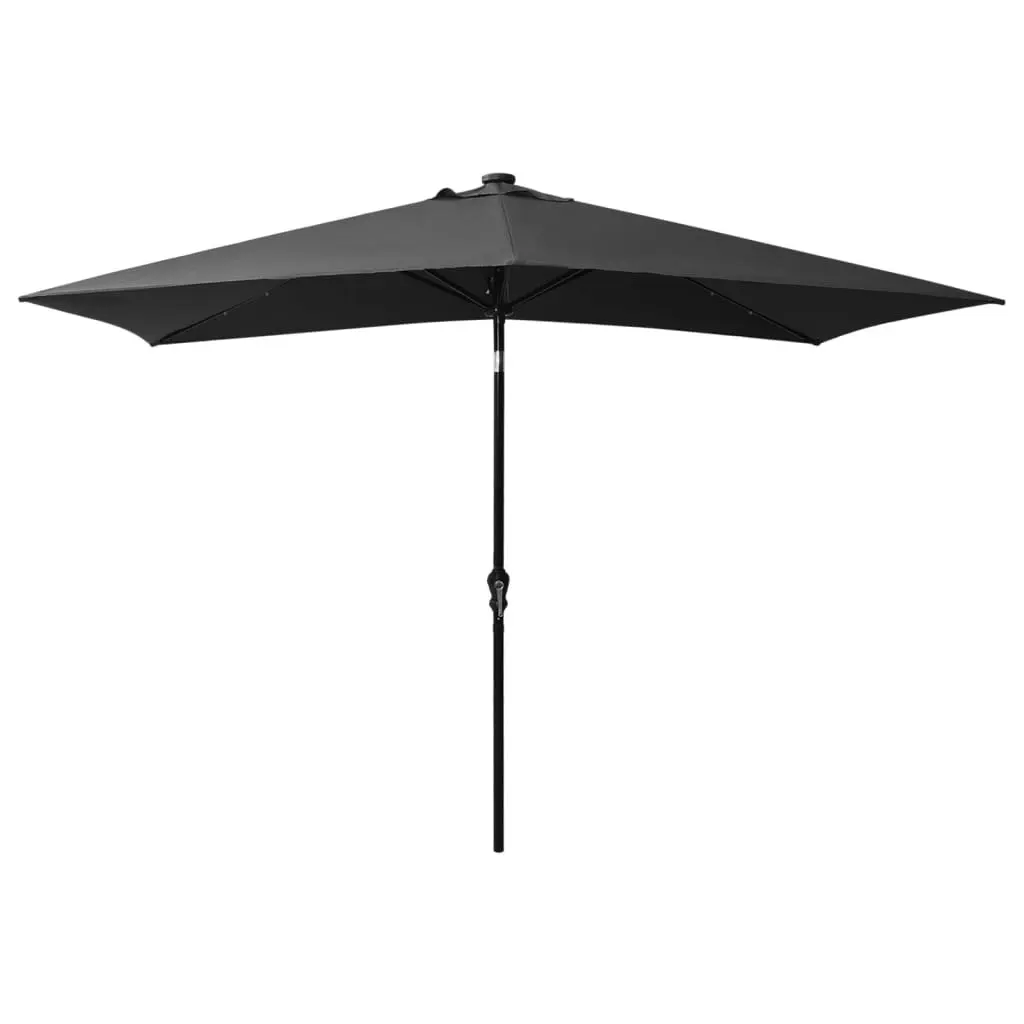 Parasol with LEDs and Steel Pole Anthracite 2x3 m 313788