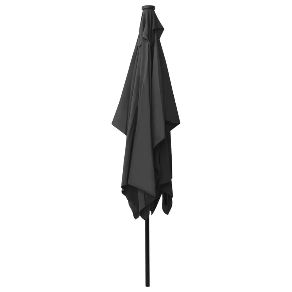 Parasol with LEDs and Steel Pole Anthracite 2x3 m 313788