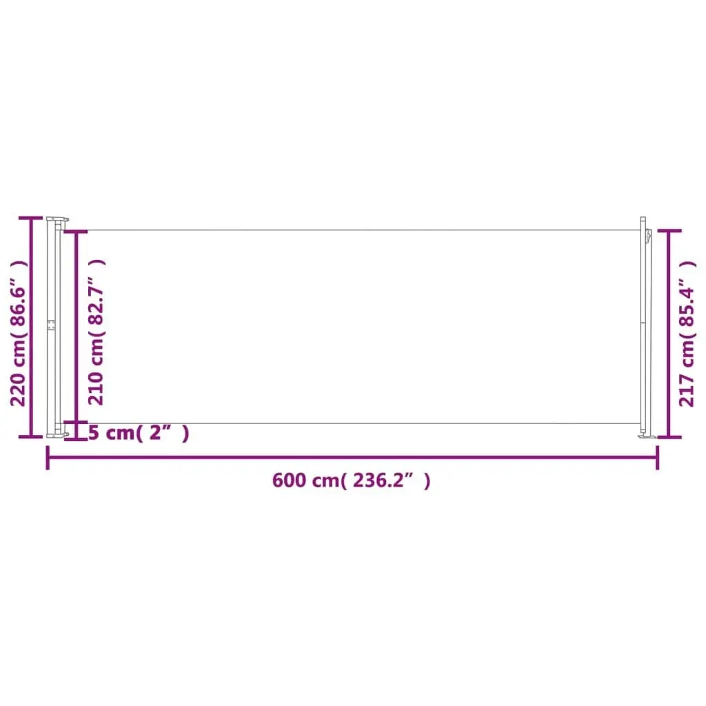 Patio Retractable Side Awning 220x600 cm Cream 317977