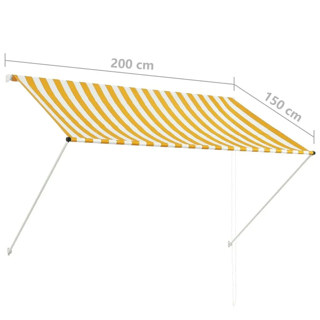 Retractable Awning 200x150 cm Yellow and White 143753