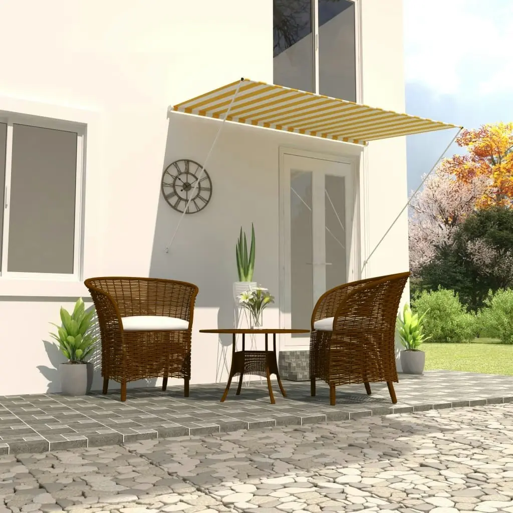 Retractable Awning 200x150 cm Yellow and White 143753