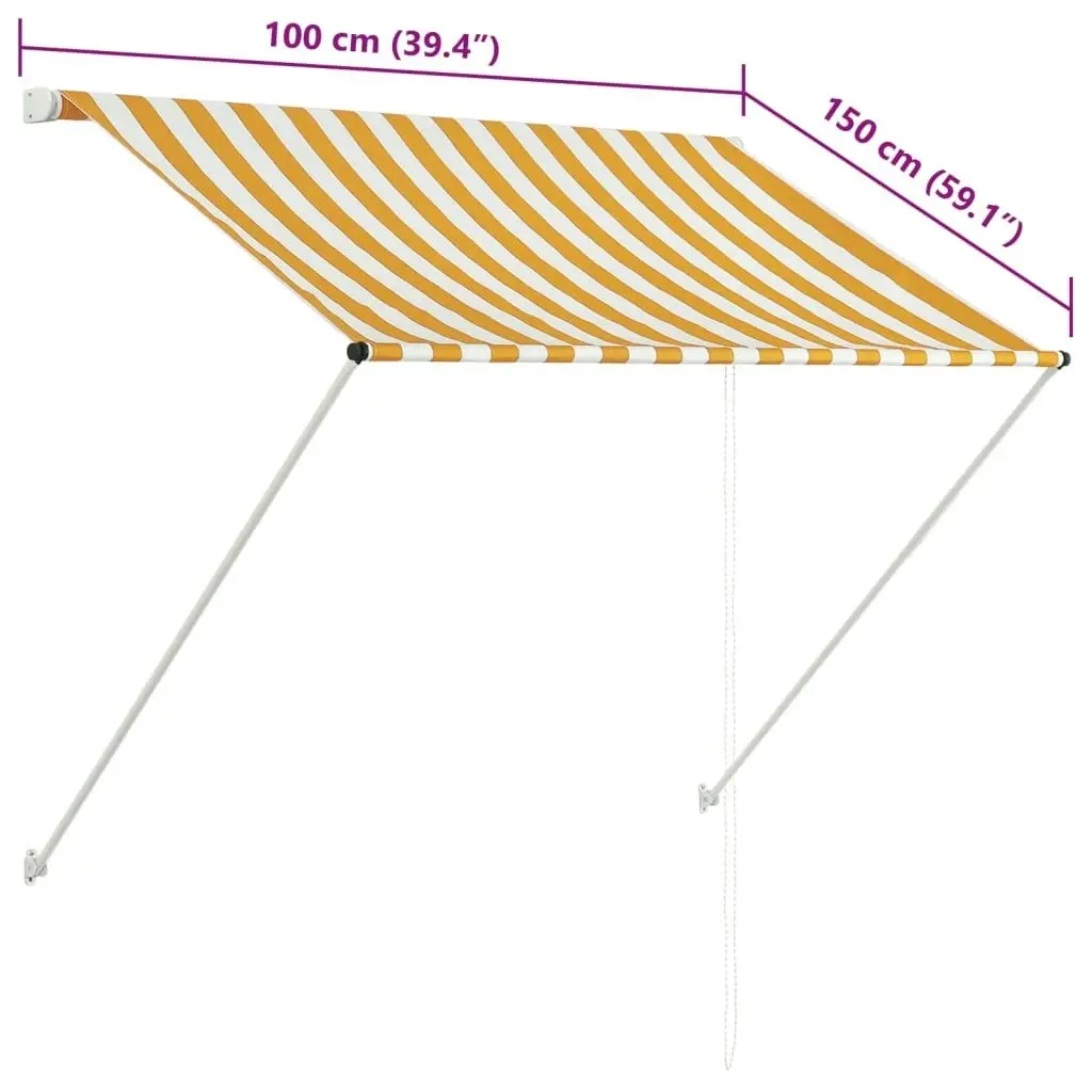 Retractable Awning 100x150 cm Yellow and White 145890