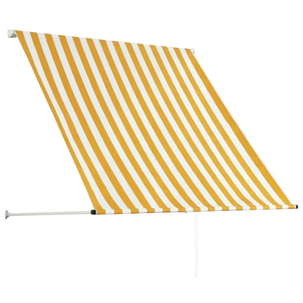 Retractable Awning 100x150 cm Yellow and White 145890