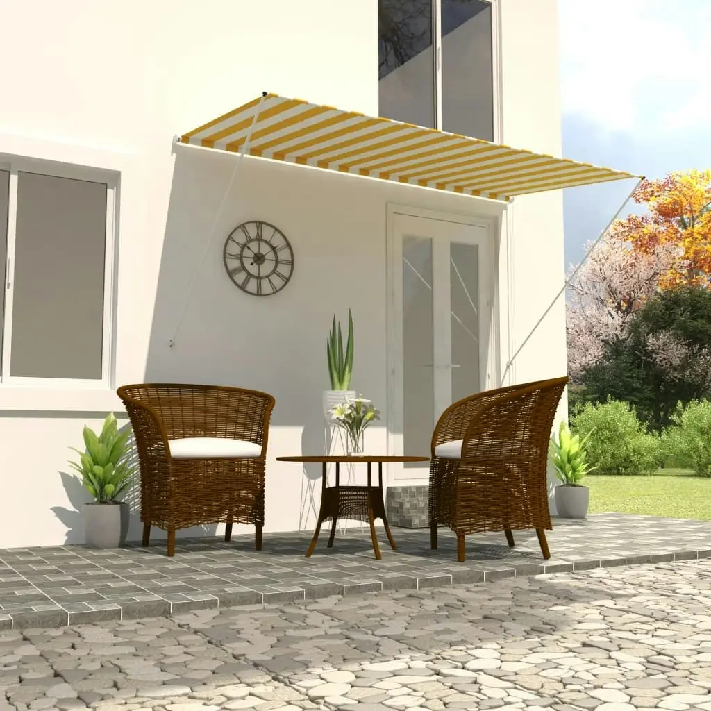 Retractable Awning 250x150 cm Yellow and White 143754