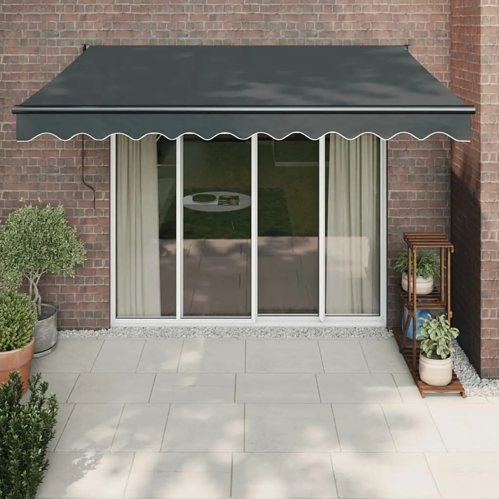 Retractable Awning Anthracite 3.5x2.5 m Fabric and Aluminium 3154462