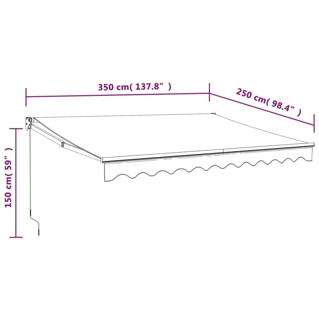 Retractable Awning Anthracite 3.5x2.5 m Fabric and Aluminium 3154462