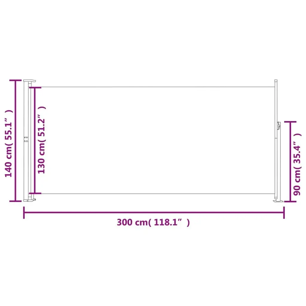 Retractable Side Awning 140 x 300 cm Cream 45354