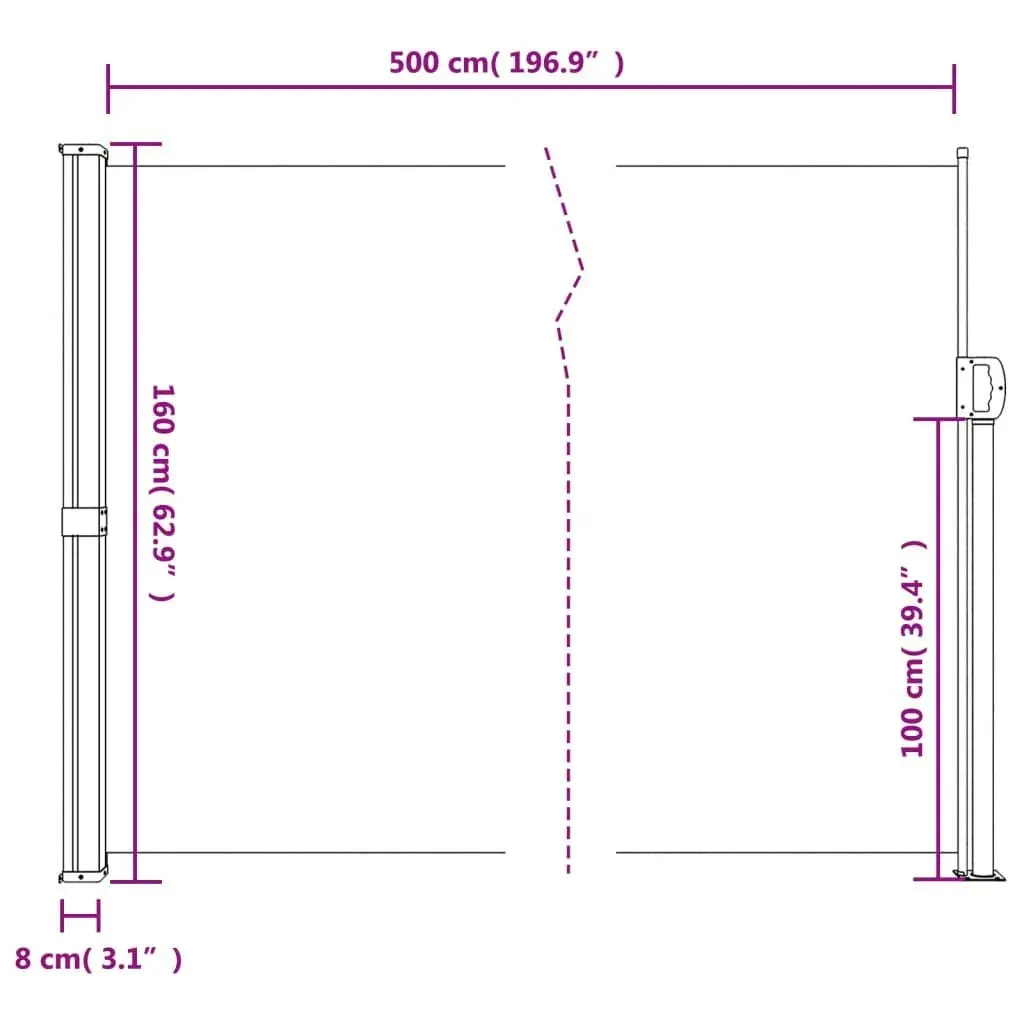 Retractable Side Awning Anthracite 160x500 cm 4004443