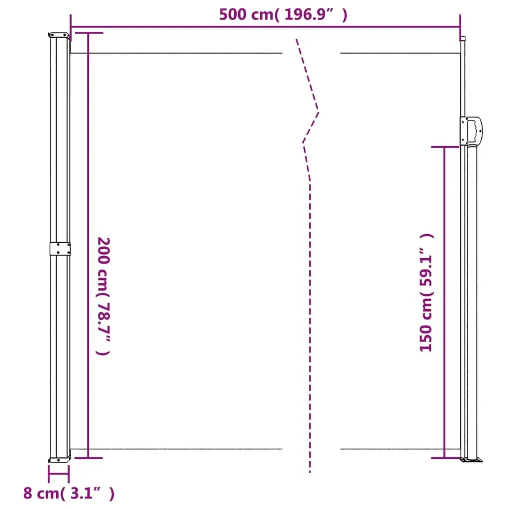 Retractable Side Awning Anthracite 200x500 cm 4004473