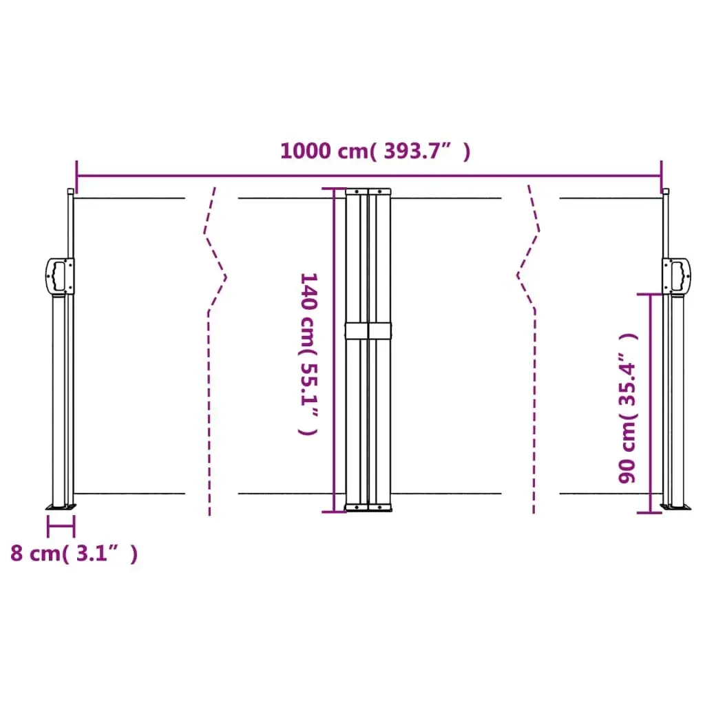 Retractable Side Awning Black 140x1000 cm 4004714