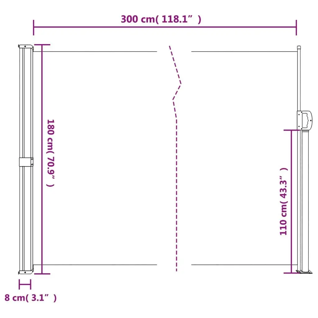 Retractable Side Awning Anthracite 180x300 cm 4004353