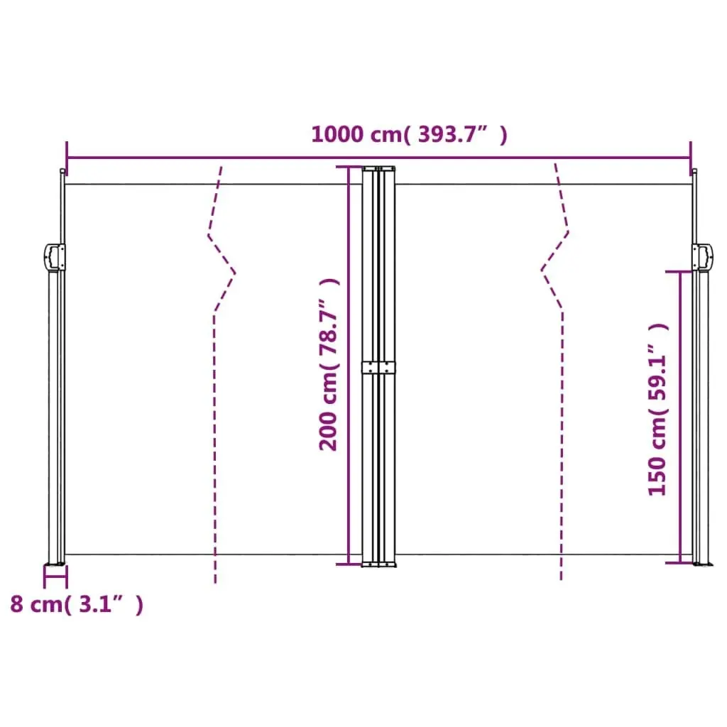 Retractable Side Awning Black 200x1000 cm 4004759