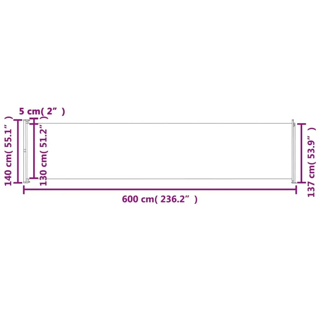 Patio Retractable Side Awning 140x600 cm Grey 313373