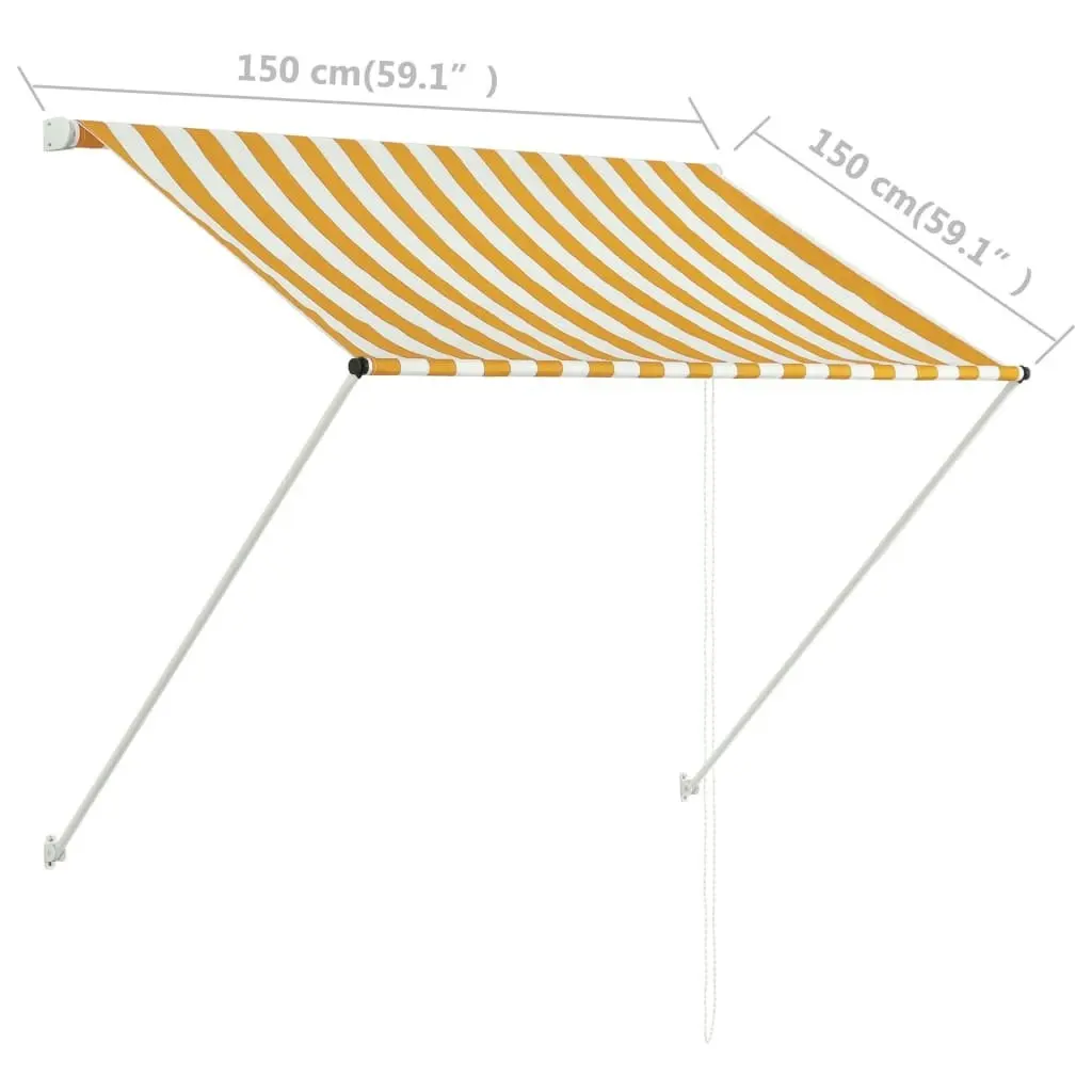 Retractable Awning 150x150 cm Yellow and White 143752