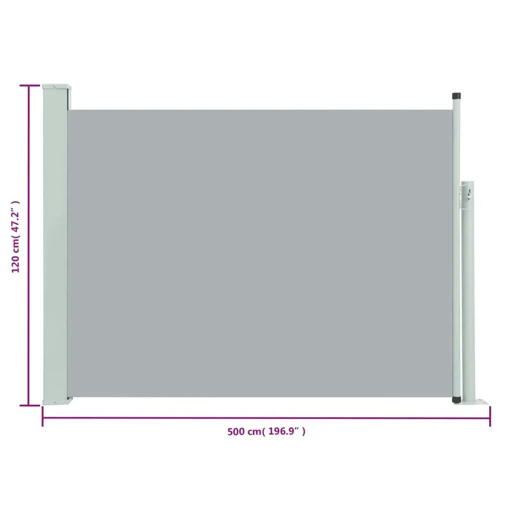 Patio Retractable Side Awning 117x500 cm Grey 317914