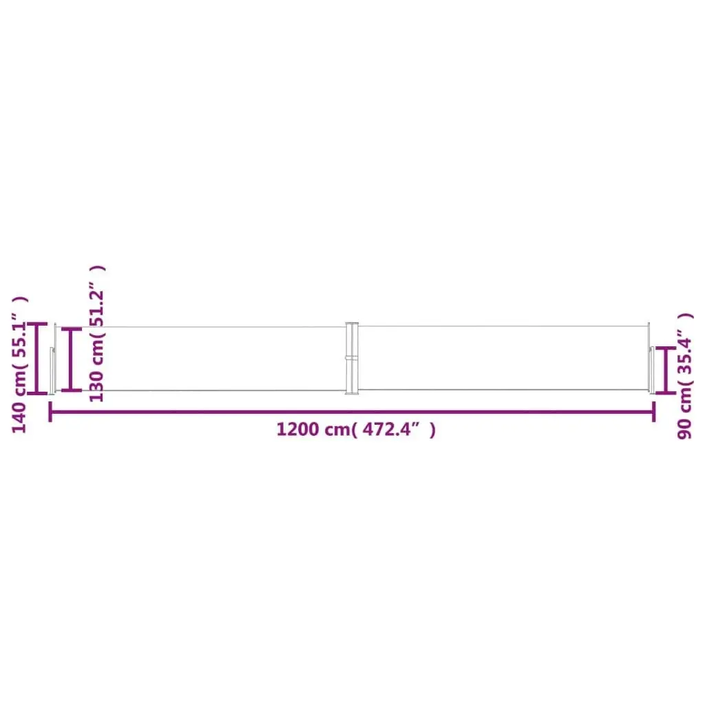 Patio Retractable Side Awning 140x1200 cm Black 313387