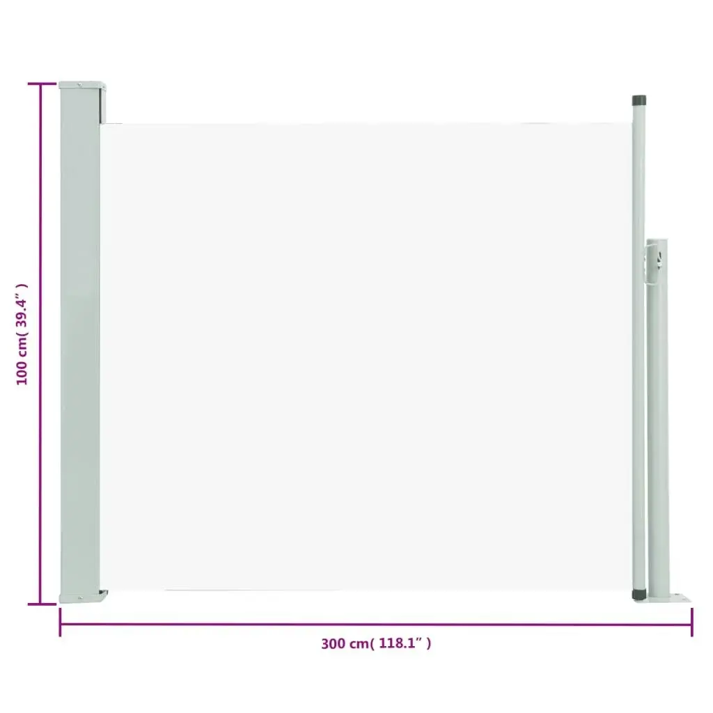 Patio Retractable Side Awning 100x300 cm Cream 48371