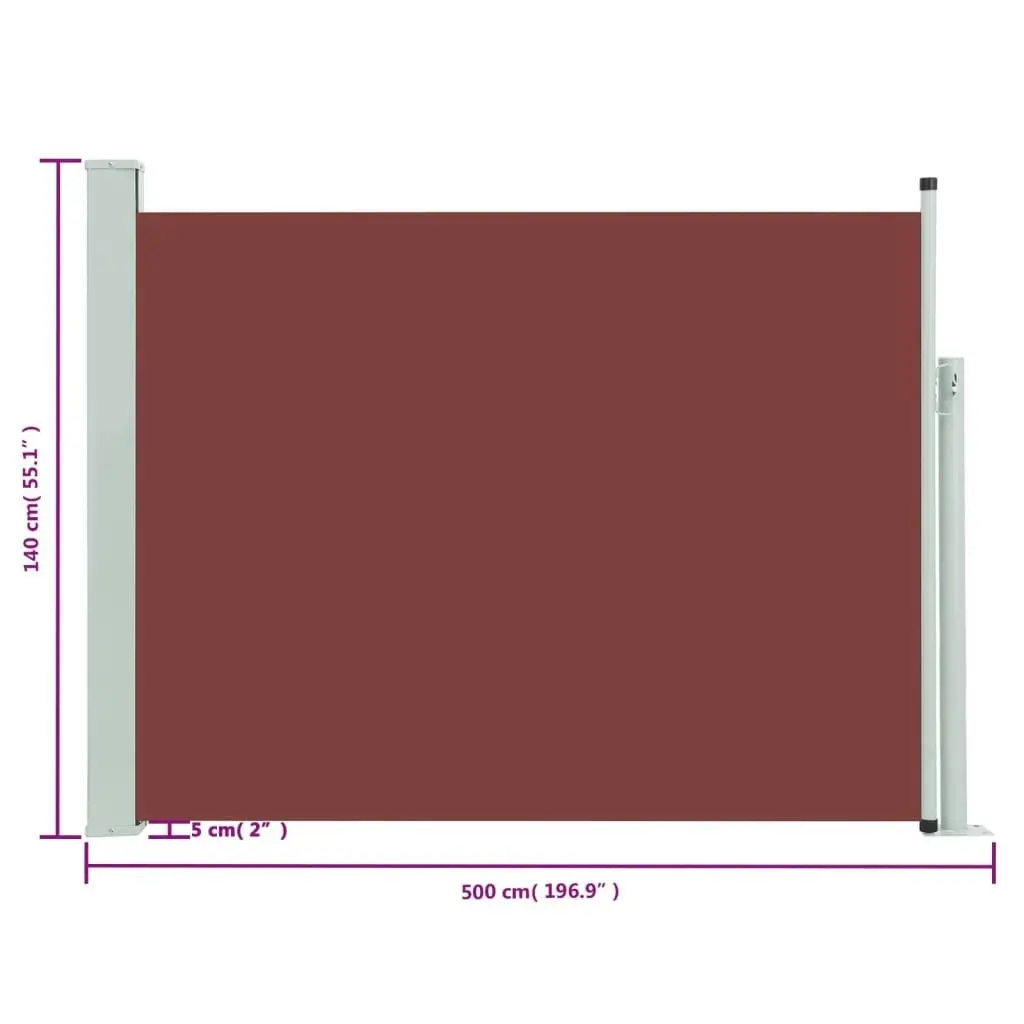 Patio Retractable Side Awning 140x500 cm Brown 48399