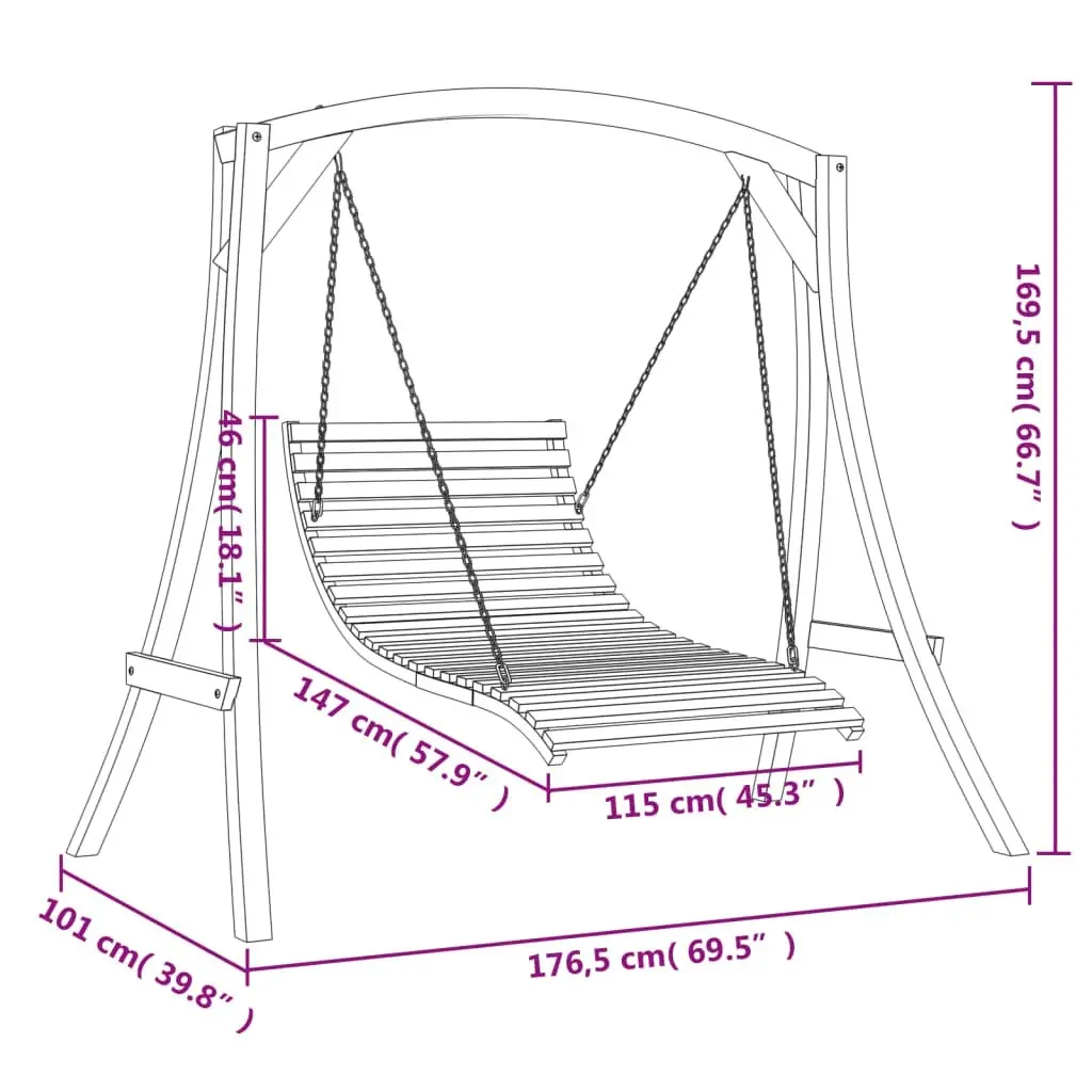 Swing Bed Solid Wood Spruce with Teak Finish 3200615