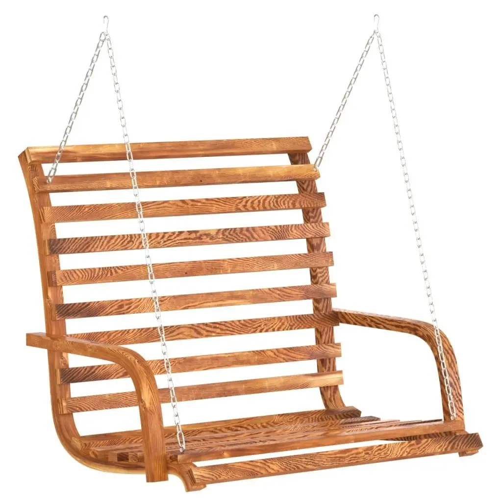 Swing Bench with Canopy Solid Wood Spruce with Teak Finish 3200621