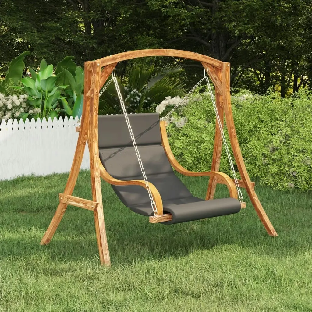 Swing Chair with Cushion Solid Bent Wood with Teak Finish 313942