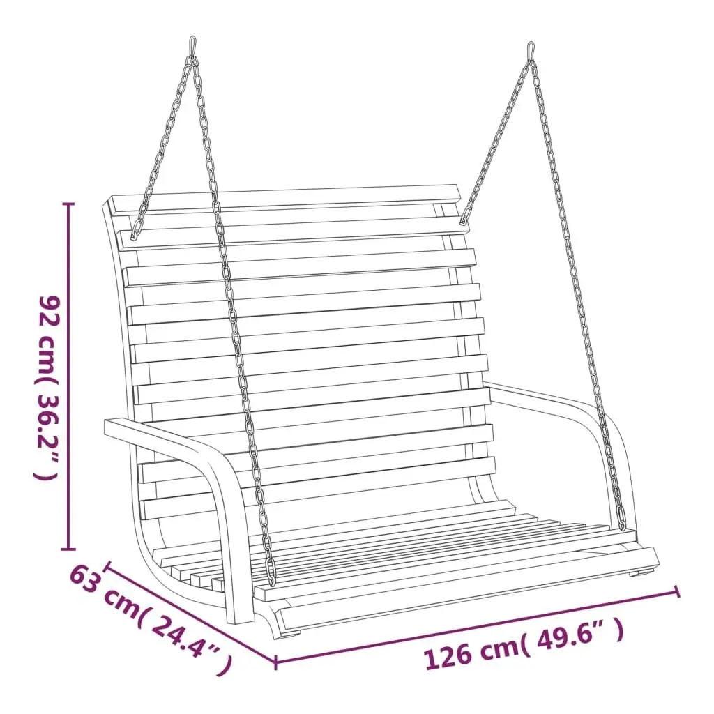 Swing Bench Solid Bent Wood with Teak Finish 126x63x92 cm 313940