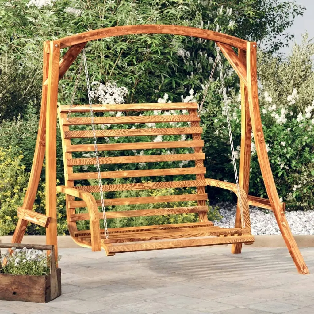 Swing Bench Solid Bent Wood with Teak Finish 126x63x92 cm 313940