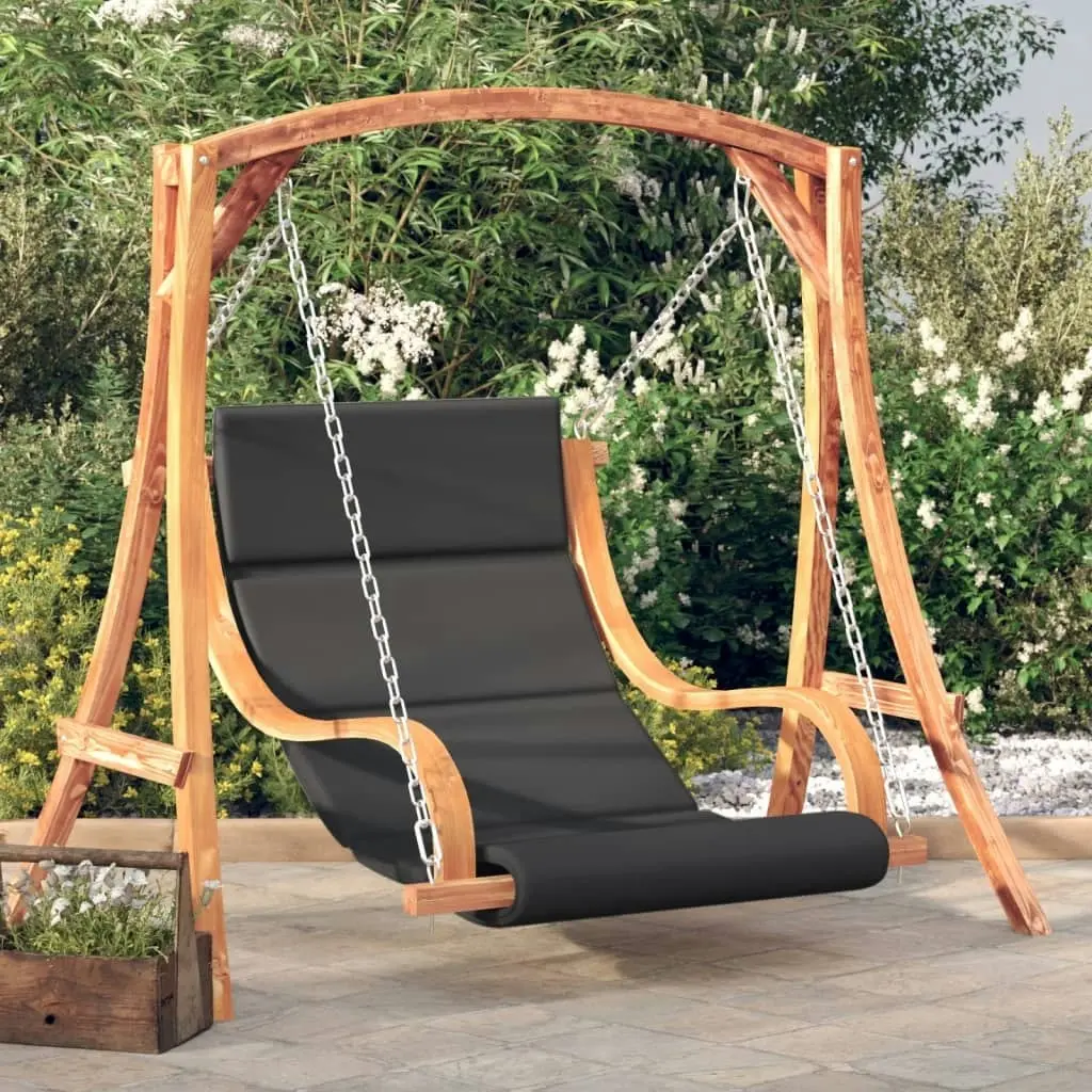 Swing Chair with Cushion Solid Wood Spruce with Teak Finish 3200618