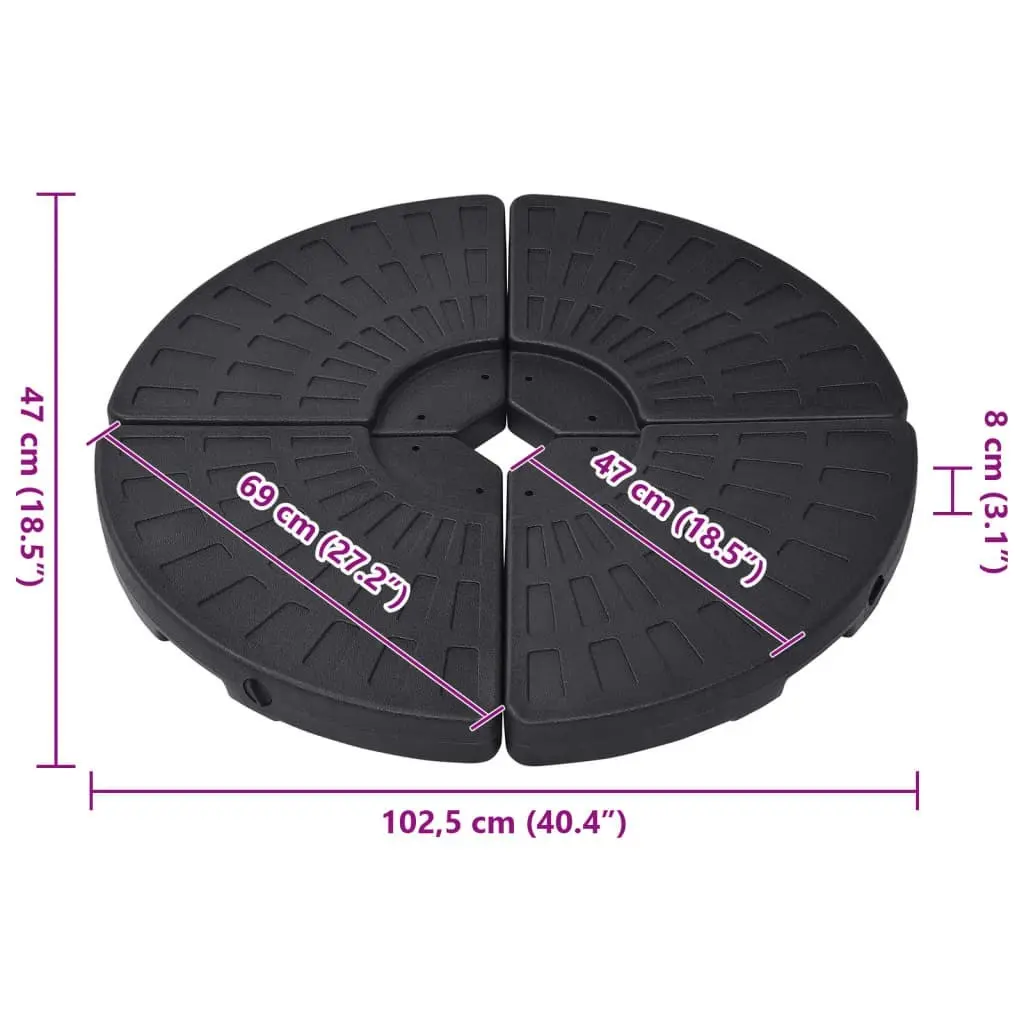 Umbrella Base Fan-shaped 4 pcs Black 47857