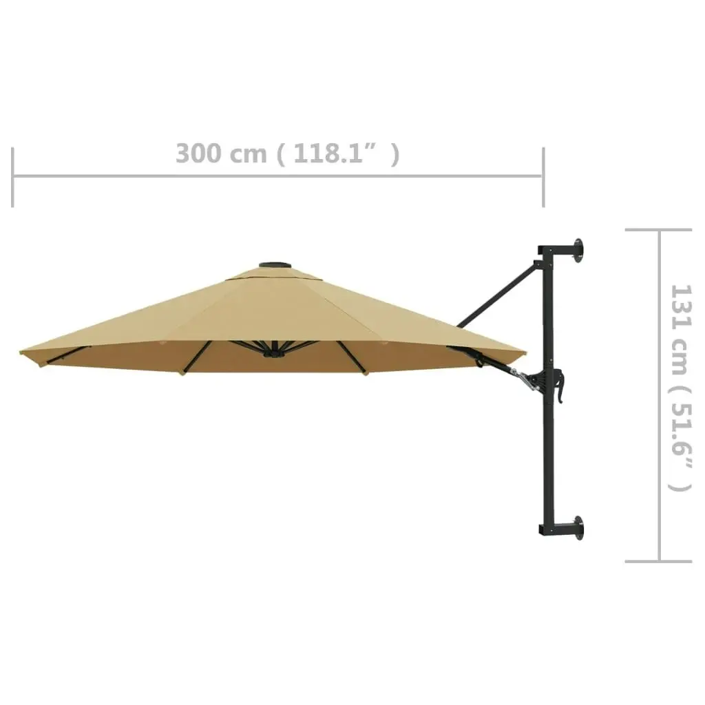 Wall-Mounted Parasol with Metal Pole 300 cm Taupe 44866