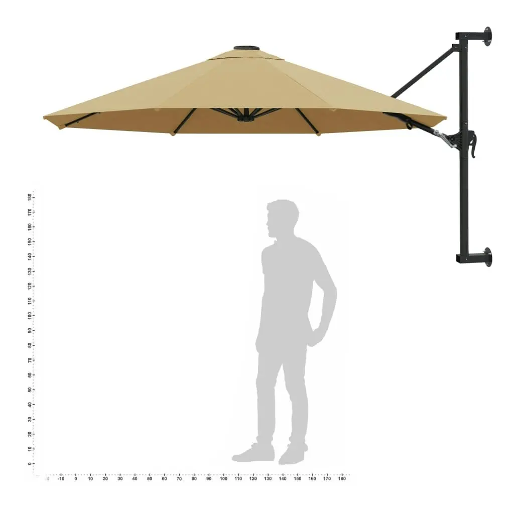 Wall-Mounted Parasol with Metal Pole 300 cm Taupe 44866