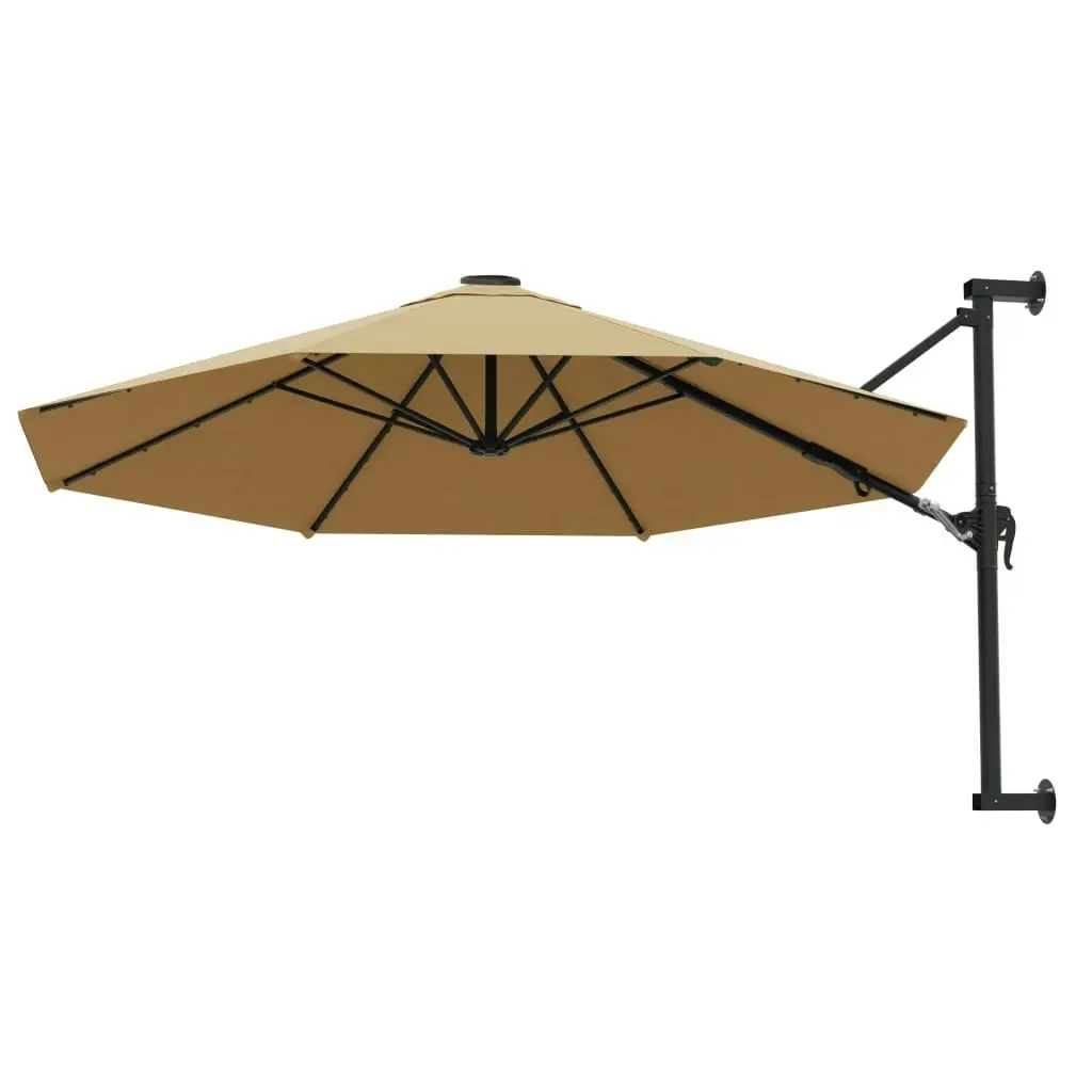 Wall-Mounted Parasol with Metal Pole 300 cm Taupe 44866