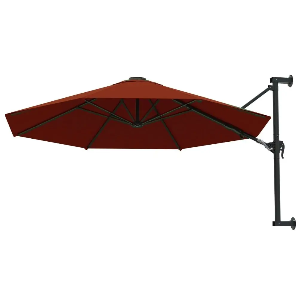 Wall-Mounted Parasol with Metal Pole 300 cm Terracotta 47299