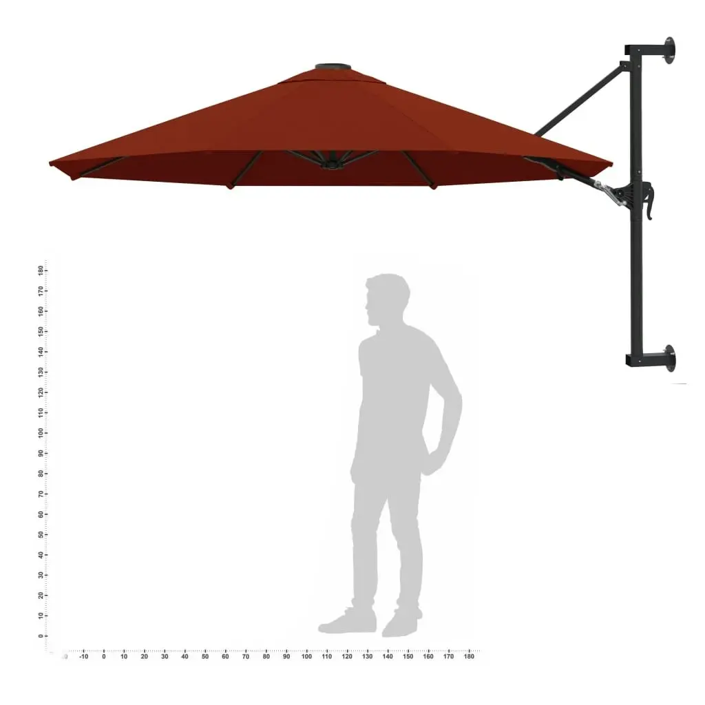 Wall-Mounted Parasol with Metal Pole 300 cm Terracotta 47299