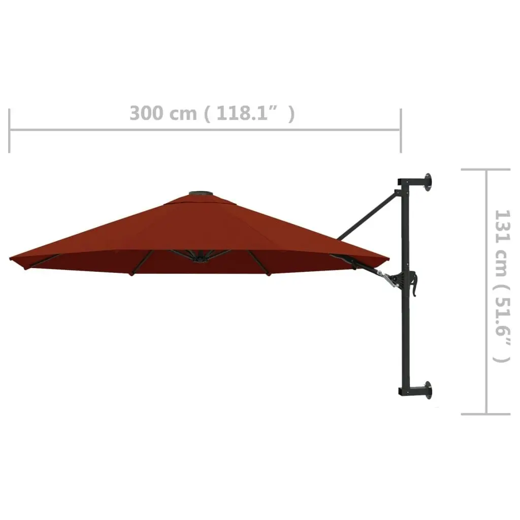 Wall-Mounted Parasol with Metal Pole 300 cm Terracotta 47299