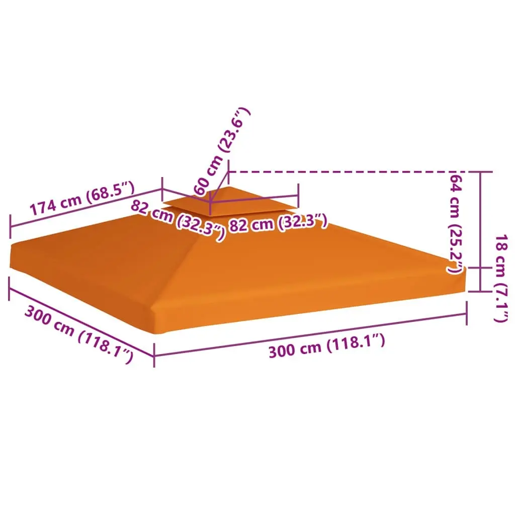 Water-proof Gazebo Cover Canopy 310 g/mÂ² Orange 3 x 3 m 40877