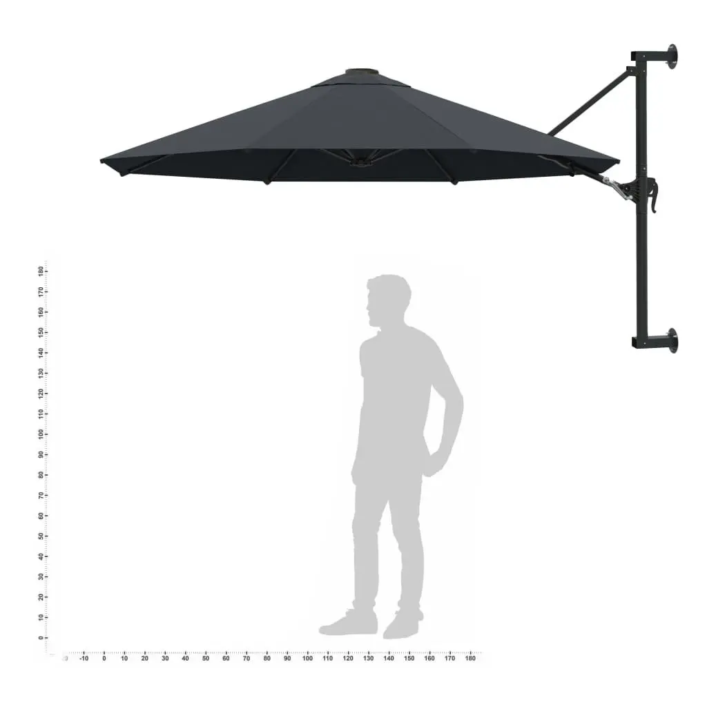 Wall-Mounted Parasol with Metal Pole 300 cm Anthracite 44865