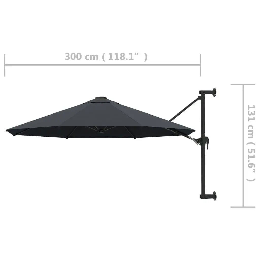 Wall-Mounted Parasol with Metal Pole 300 cm Anthracite 44865