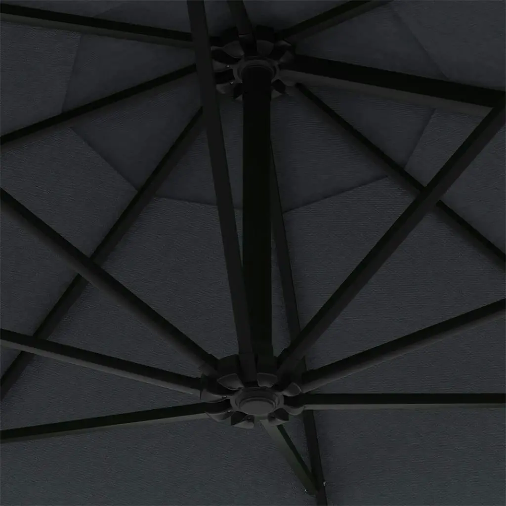 Wall-Mounted Parasol with Metal Pole 300 cm Anthracite 44865