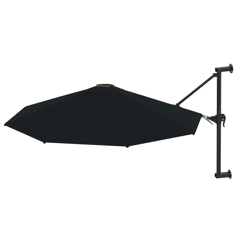 Wall-Mounted Parasol with Metal Pole 300 cm Black 47300