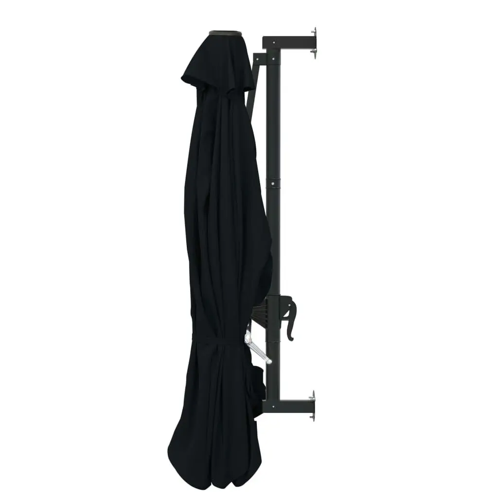 Wall-Mounted Parasol with Metal Pole 300 cm Black 47300