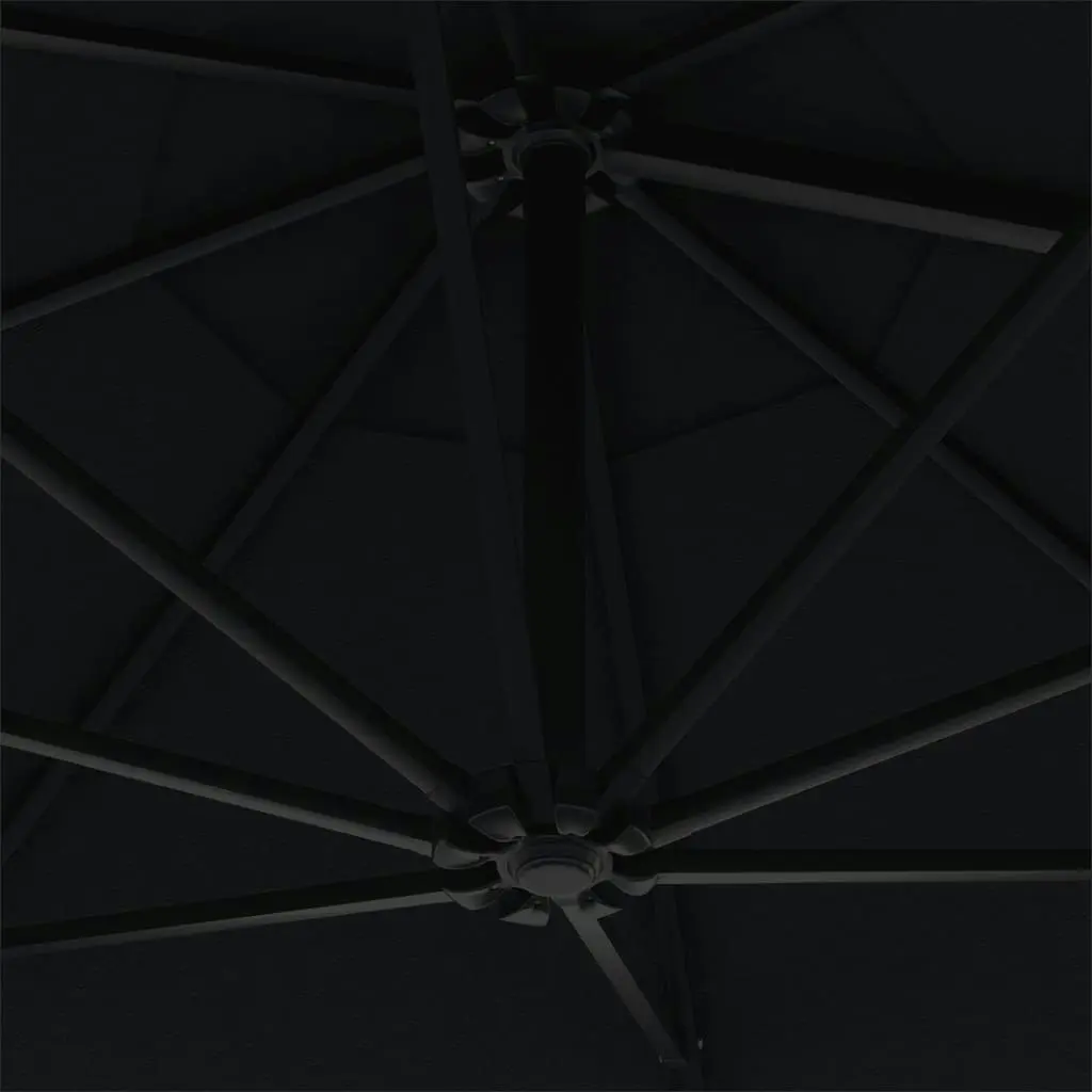 Wall-Mounted Parasol with Metal Pole 300 cm Black 47300