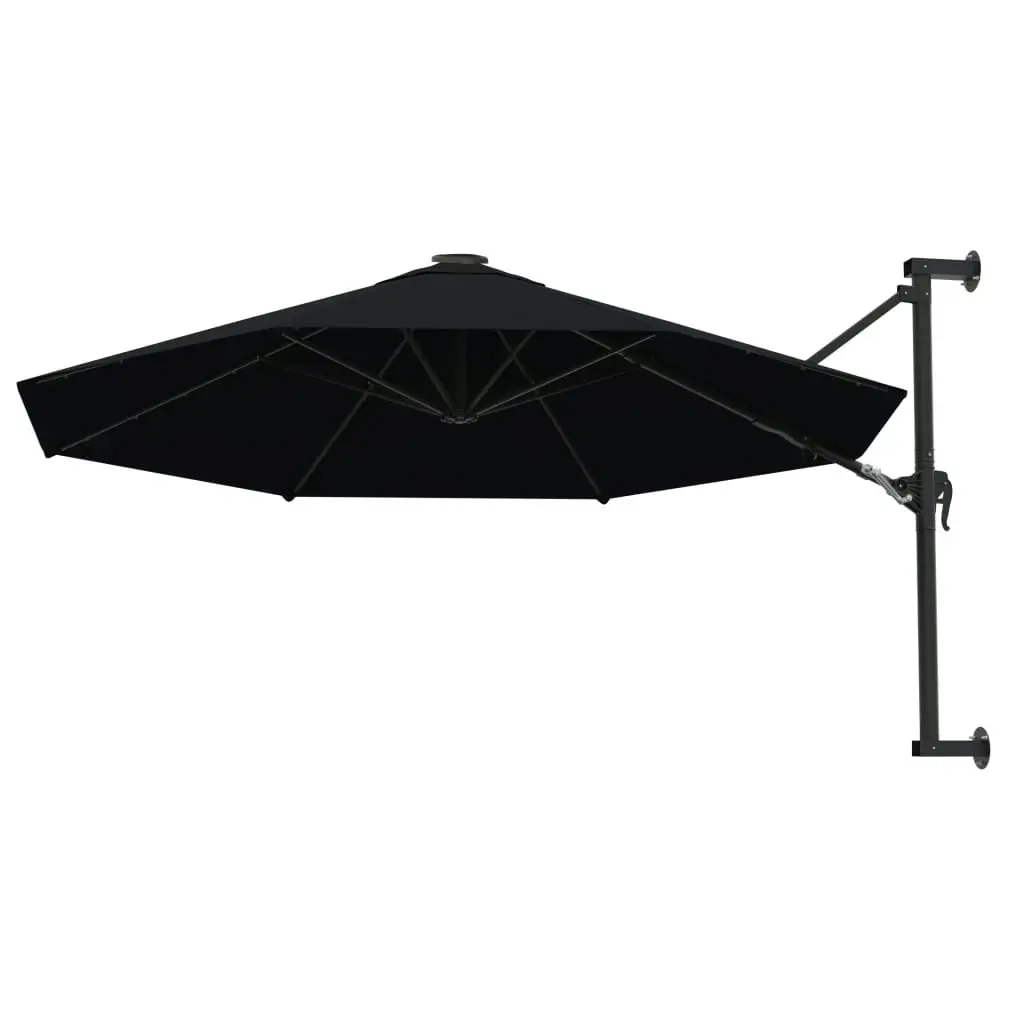 Wall-Mounted Parasol with Metal Pole 300 cm Black 47300