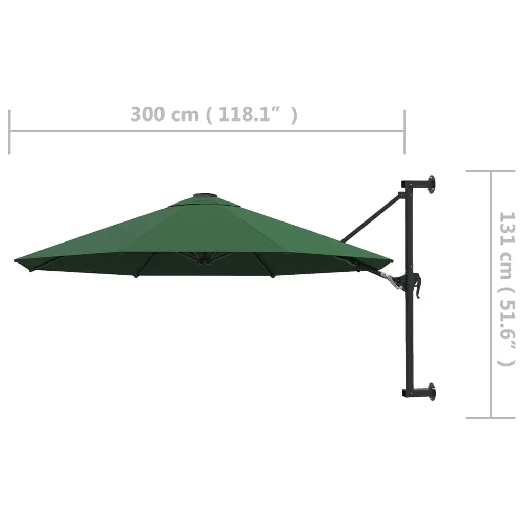 Wall-Mounted Parasol with Metal Pole 300 cm Green 44864