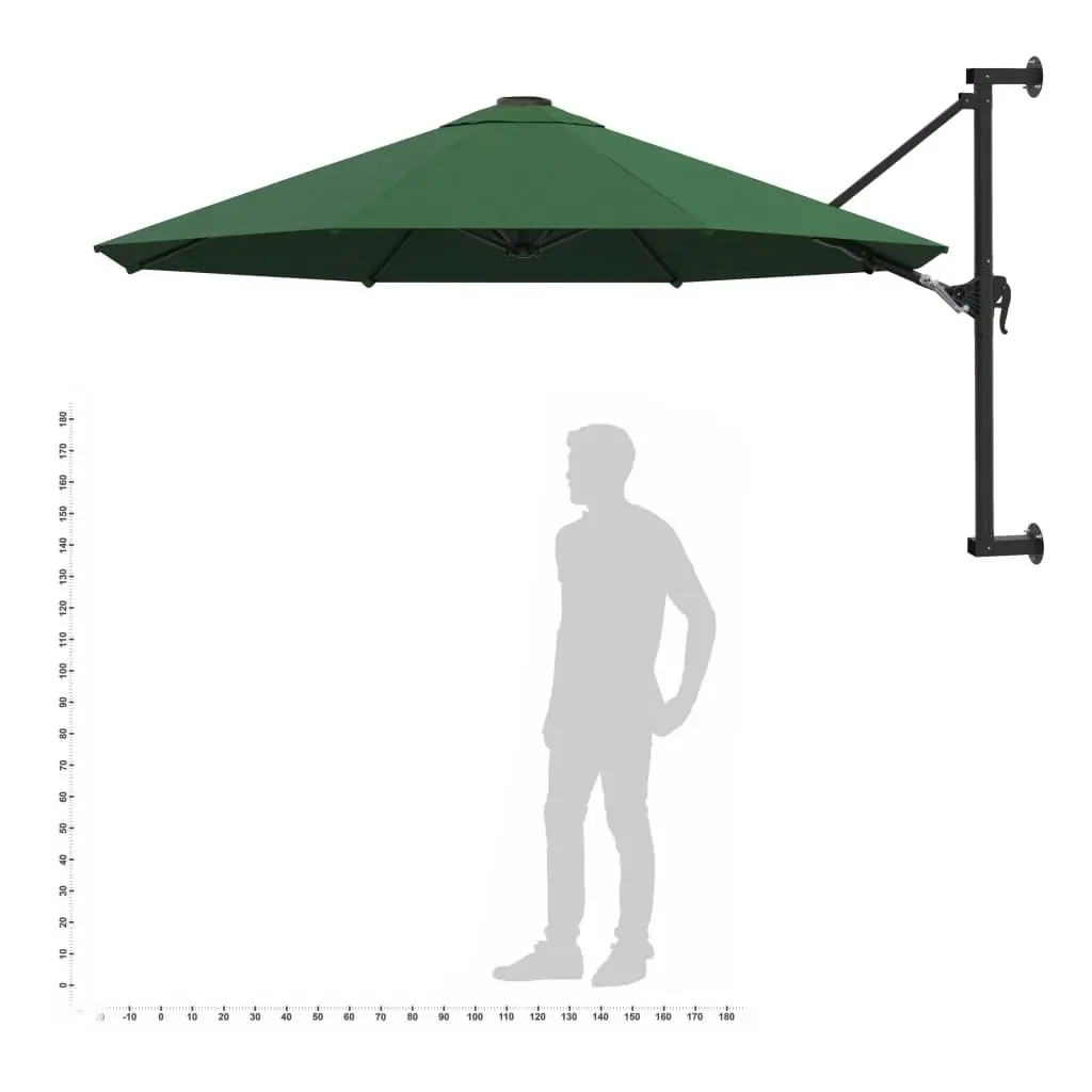 Wall-Mounted Parasol with Metal Pole 300 cm Green 44864