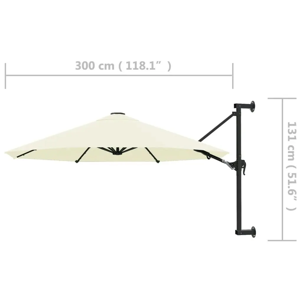 Wall-Mounted Parasol with Metal Pole 300 cm Sand 44863