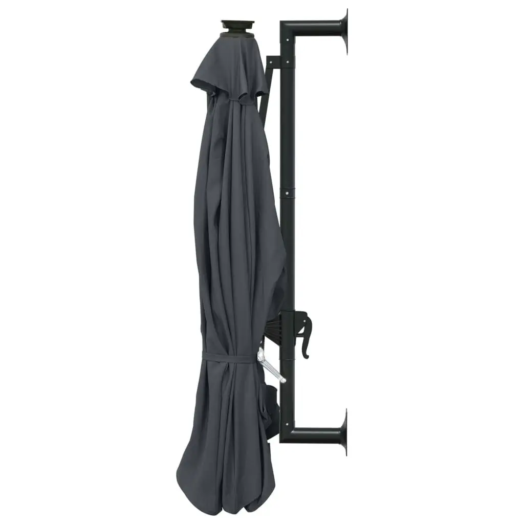 Wall-mounted Parasol with LEDs and Metal Pole 300 cm Anthracite 312524