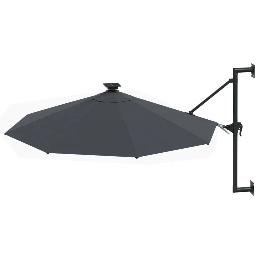 Wall-mounted Parasol with LEDs and Metal Pole 300 cm Anthracite 312524