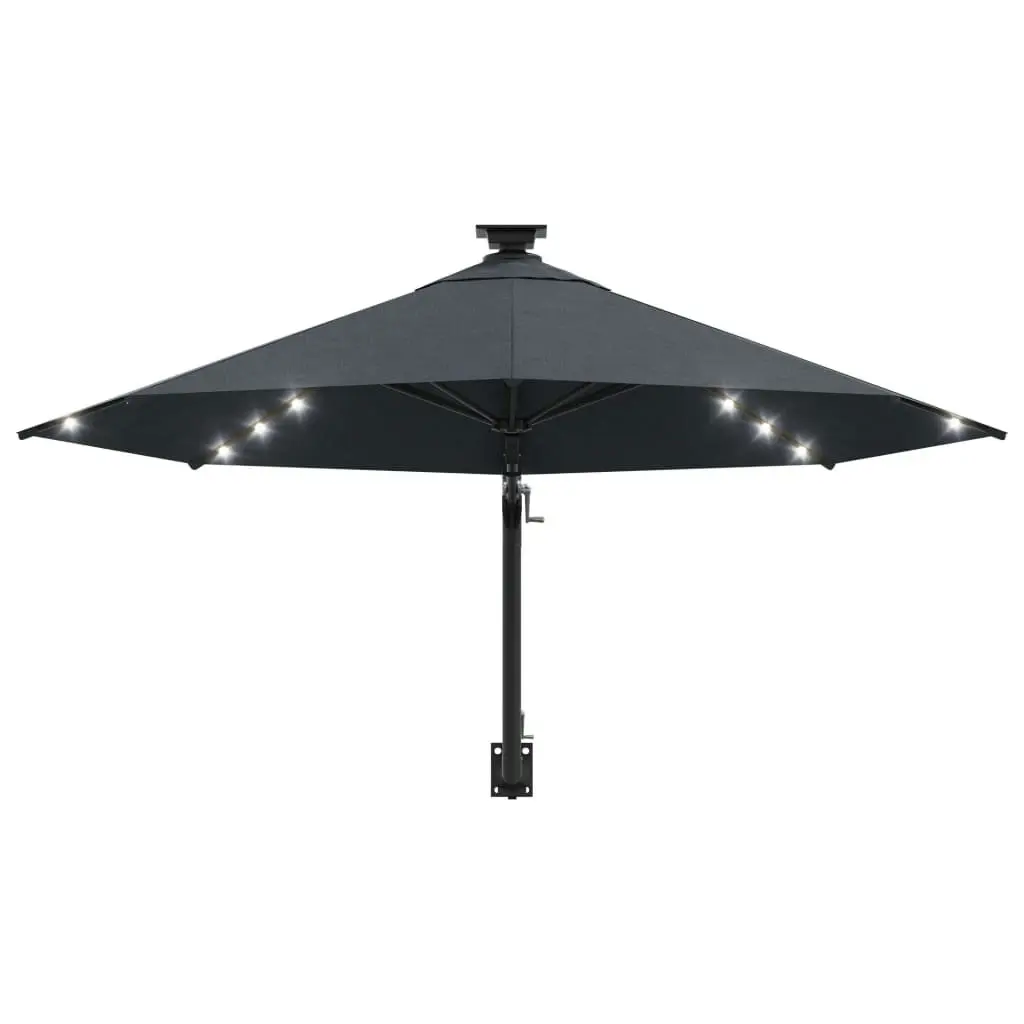 Wall-mounted Parasol with LEDs and Metal Pole 300 cm Anthracite 312524