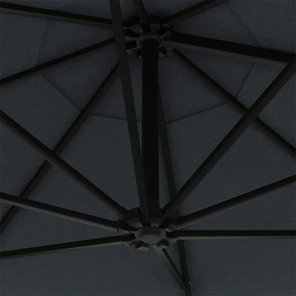 Wall-mounted Parasol with LEDs and Metal Pole 300 cm Anthracite 312524